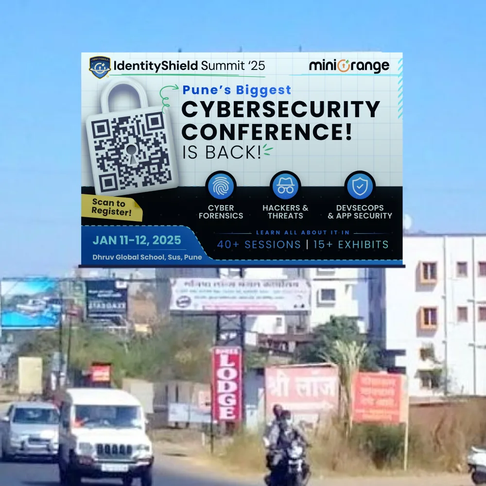 A roadside hoarding: Pune’s biggest cybersecurity conference is back, with the padlock QR, Jan 11 to 12, 2025