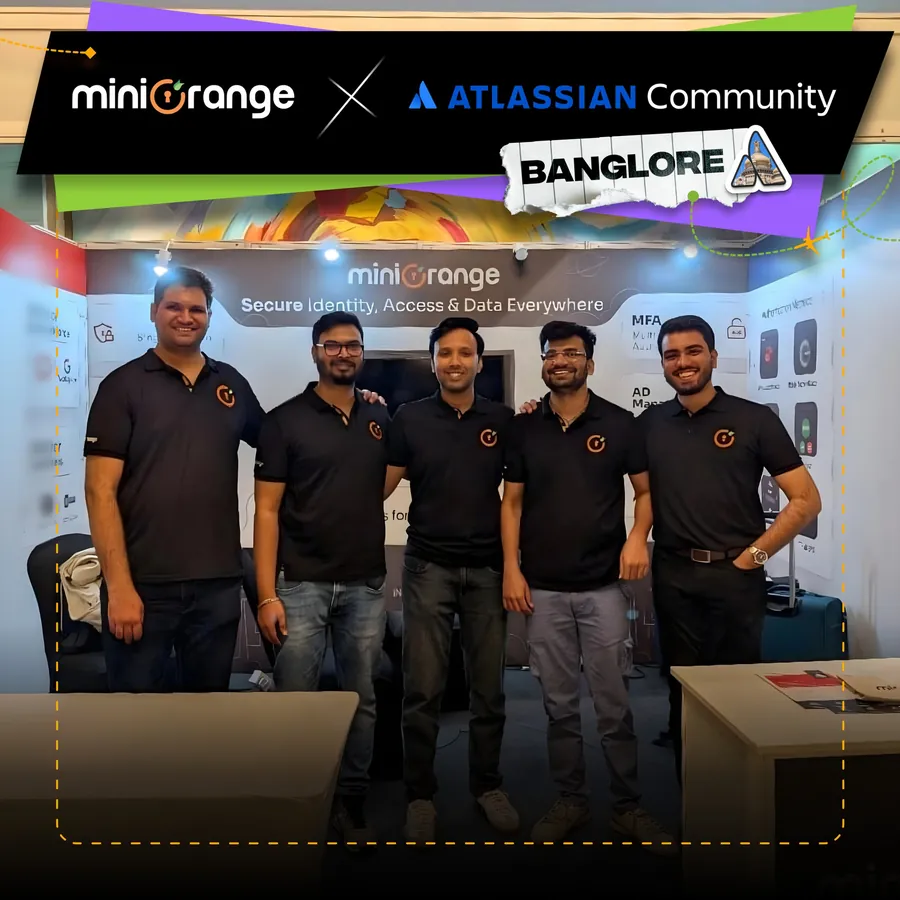The miniOrange team at the booth, Atlassian Community event in Bangalore