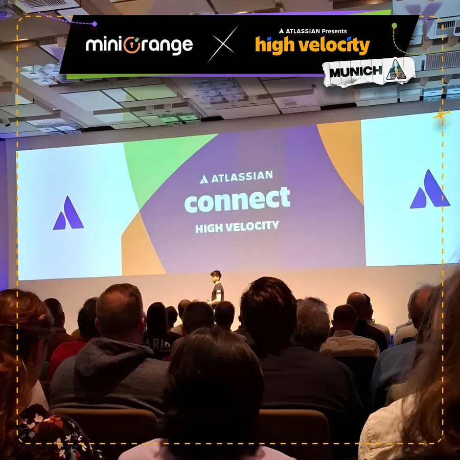 An Atlassian High Velocity session in Munich, seen from the audience
