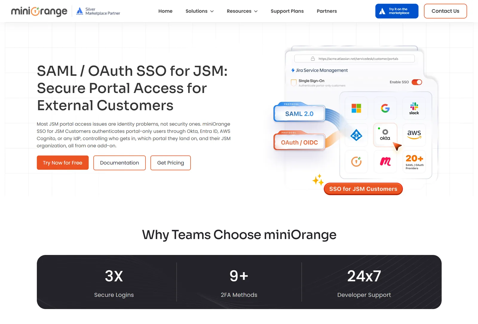 Product page for SAML and OAuth SSO for Jira Service Management customers